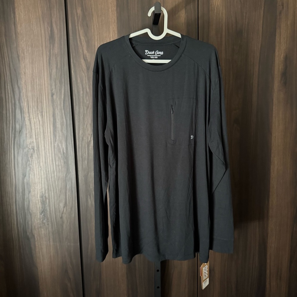 Duck Camp Lightweight Bamboo Long Sleeve Crew Shirt Black Size XL